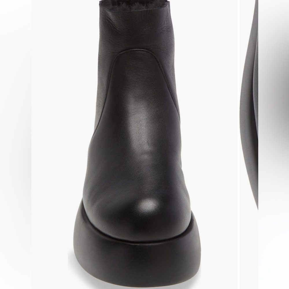 AGL Shearling Black Leather Platform Ankle Boot size 41/11